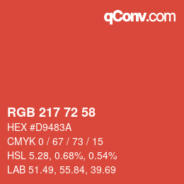 カラーコード: RGB 217 72 58 | qconv.com