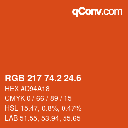 カラーコード: RGB 217 74.2 24.6 | qconv.com