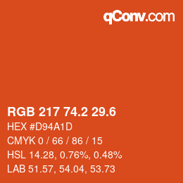 カラーコード: RGB 217 74.2 29.6 | qconv.com
