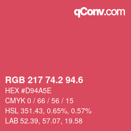 カラーコード: RGB 217 74.2 94.6 | qconv.com