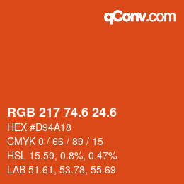 カラーコード: RGB 217 74.6 24.6 | qconv.com