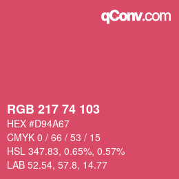 Color code: RGB 217 74 103 | qconv.com