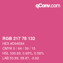 カラーコード: RGB 217 78 132 | qconv.com