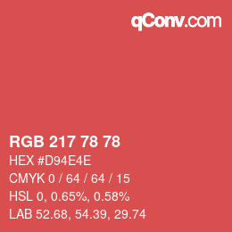 カラーコード: RGB 217 78 78 | qconv.com