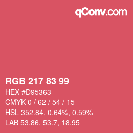Color code: RGB 217 83 99 | qconv.com