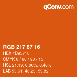 颜色代码: RGB 217 87 16 | qconv.com