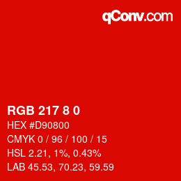 Color code: RGB 217 8 0 | qconv.com