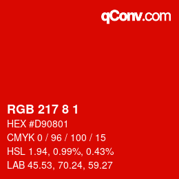 Farbcode: RGB 217 8 1 | qconv.com
