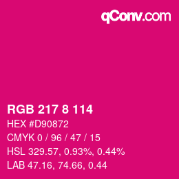 颜色代码: RGB 217 8 114 | qconv.com