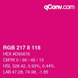 颜色代码: RGB 217 8 118 | qconv.com