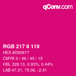 颜色代码: RGB 217 8 119 | qconv.com