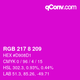 Color code: RGB 217 8 209 | qconv.com