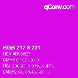 Color code: RGB 217 8 231 | qconv.com