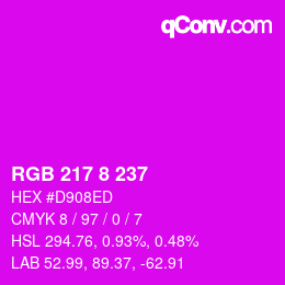 Color code: RGB 217 8 237 | qconv.com