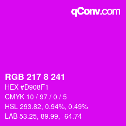 Color code: RGB 217 8 241 | qconv.com