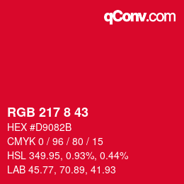 颜色代码: RGB 217 8 43 | qconv.com