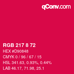 颜色代码: RGB 217 8 72 | qconv.com
