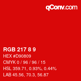 カラーコード: RGB 217 8 9 | qconv.com