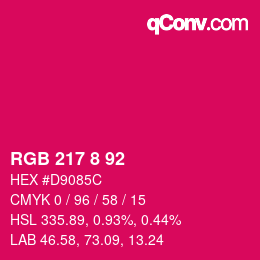 颜色代码: RGB 217 8 92 | qconv.com