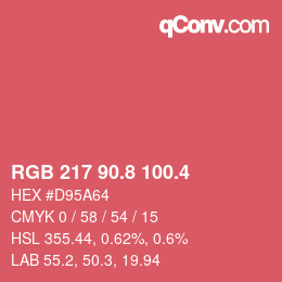 カラーコード: RGB 217 90.8 100.4 | qconv.com