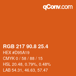 カラーコード: RGB 217 90.8 25.4 | qconv.com