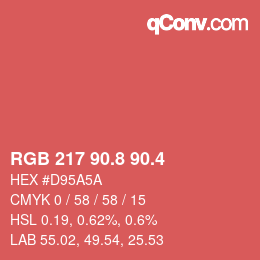 カラーコード: RGB 217 90.8 90.4 | qconv.com