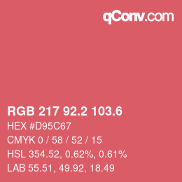 カラーコード: RGB 217 92.2 103.6 | qconv.com