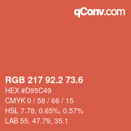カラーコード: RGB 217 92.2 73.6 | qconv.com