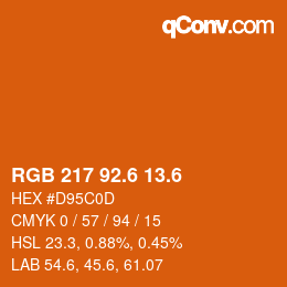 カラーコード: RGB 217 92.6 13.6 | qconv.com
