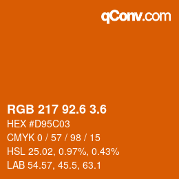 カラーコード: RGB 217 92.6 3.6 | qconv.com