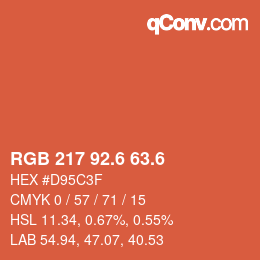 カラーコード: RGB 217 92.6 63.6 | qconv.com