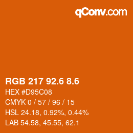 カラーコード: RGB 217 92.6 8.6 | qconv.com