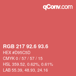 カラーコード: RGB 217 92.6 93.6 | qconv.com