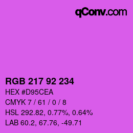 カラーコード: RGB 217 92 234 | qconv.com
