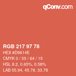 カラーコード: RGB 217 97 78 | qconv.com