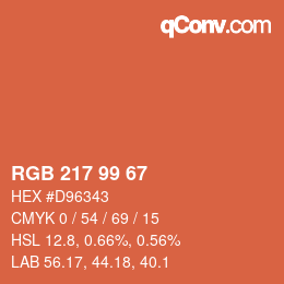 Color code: RGB 217 99 67 | qconv.com