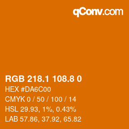 Farbcode: RGB 218.1 108.8 0 | qconv.com