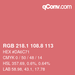 カラーコード: RGB 218.1 108.8 113 | qconv.com