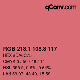 カラーコード: RGB 218.1 108.8 117 | qconv.com