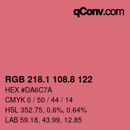カラーコード: RGB 218.1 108.8 122 | qconv.com