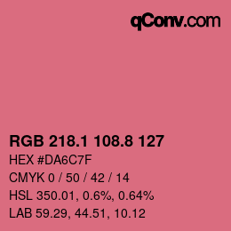 カラーコード: RGB 218.1 108.8 127 | qconv.com