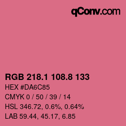 カラーコード: RGB 218.1 108.8 133 | qconv.com