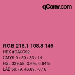 カラーコード: RGB 218.1 108.8 146 | qconv.com