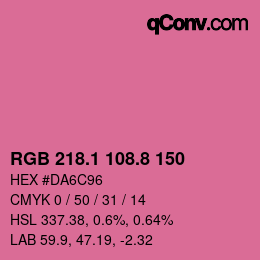 カラーコード: RGB 218.1 108.8 150 | qconv.com