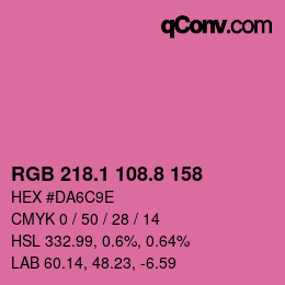 カラーコード: RGB 218.1 108.8 158 | qconv.com
