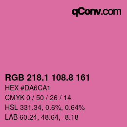 カラーコード: RGB 218.1 108.8 161 | qconv.com