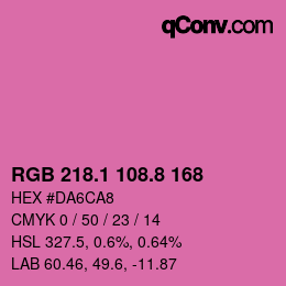 カラーコード: RGB 218.1 108.8 168 | qconv.com