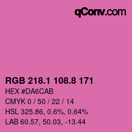 カラーコード: RGB 218.1 108.8 171 | qconv.com