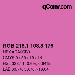 カラーコード: RGB 218.1 108.8 176 | qconv.com