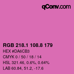 カラーコード: RGB 218.1 108.8 179 | qconv.com
